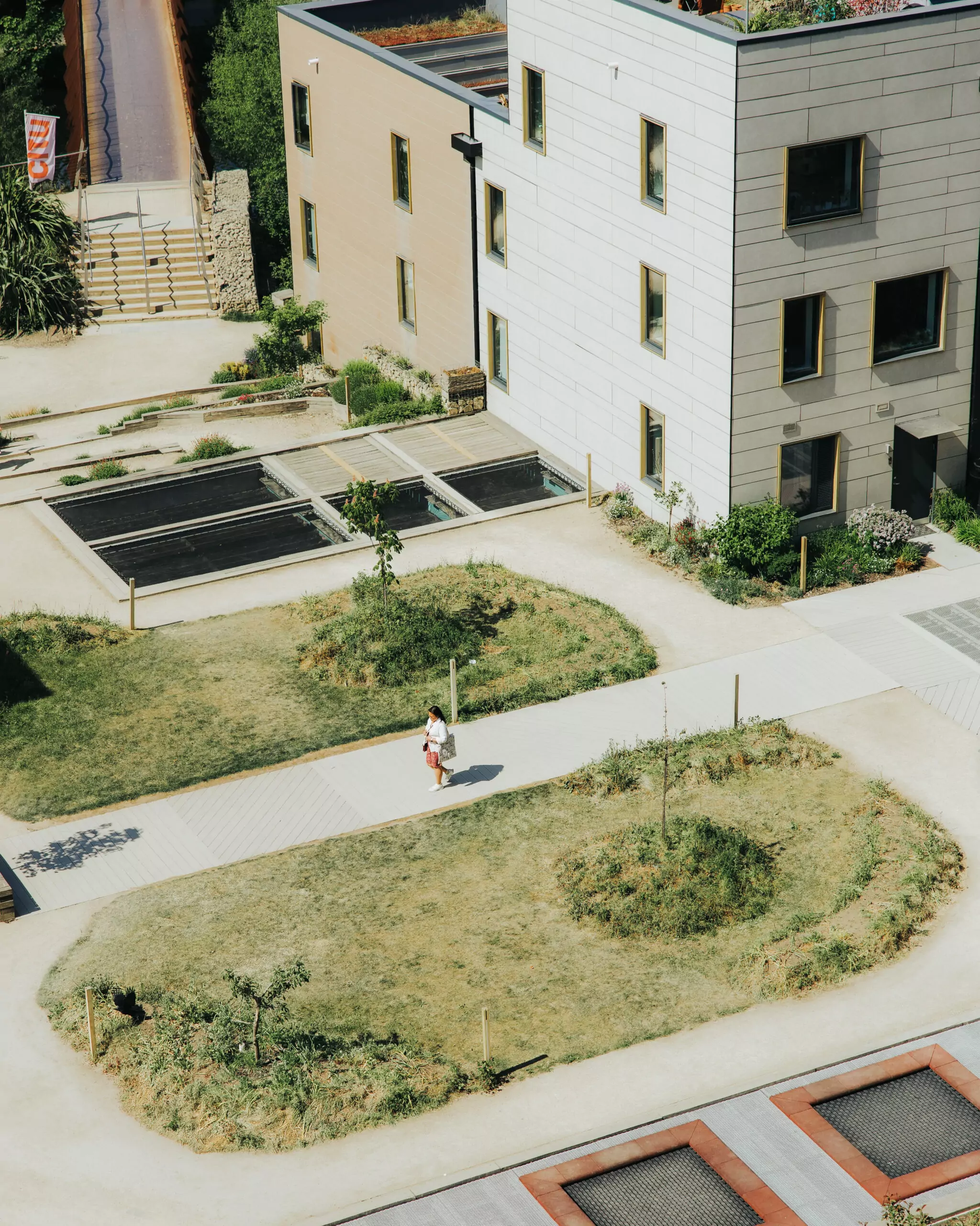 views onto happy park from district lofts at the climate innovation district